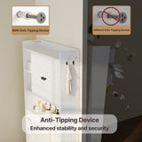 Over The Toilet Storage Cabinet with 2 Doors, Paper Holder and Racks, Adjustable Shelf, Bottom Bar, for Bathroom, Laundry - White