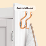 Over The Toilet Storage Cabinet with 2 Doors, Paper Holder and Racks, Adjustable Shelf, Bottom Bar, for Bathroom, Laundry - White