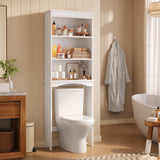Over The Toilet Storage Cabinet, Asofer Bathroom Storage Freestanding Cabinet with 3 Adjustable Shelves for Bathroom & Laundry Room, White