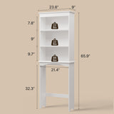 Over The Toilet Storage Cabinet, Asofer Bathroom Space Saver Organizer above Toilet with 3 Large Adjustable Shelf, Cream White
