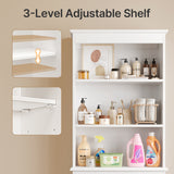 Over The Toilet Storage Cabinet, Asofer Bathroom Space Saver Organizer above Toilet with 3 Large Adjustable Shelf, Cream White