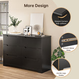 6 Drawer Double Dresser for Bedroom, Black Dresser Wood Storage Cabinet with  Wide Top for Living Room
