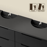 6 Drawer Double Dresser for Bedroom, Black Dresser Wood Storage Cabinet with  Wide Top for Living Room