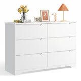 Asofer 6-Piece White Bedroom Set: King Bed Frame, LED Vanity, 2 Drawer Dressers and 2 Charging Nightstands