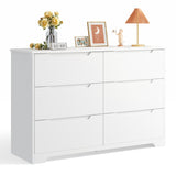 Asofer 6 Drawer Double White Dresser with Cutout Handle, Chest of Drawers for Bedroom, Nursery, White