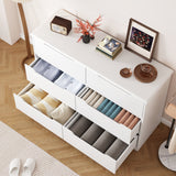 Asofer 6-Piece White Bedroom Set: King Bed Frame, LED Vanity, 2 Drawer Dressers and 2 Charging Nightstands