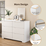 Asofer 6-Piece White Bedroom Set: King Bed Frame, LED Vanity, 2 Drawer Dressers and 2 Charging Nightstands