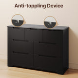 Asofer Bedroom furniture Sets, Includes 6 Drawer Dresser & 6 Drawer Dresser with Concealed Handle for Master Bedroom, Black