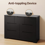 Asofer 7-Drawer Dresser, Chest of Drawers for Bedroom, Living Room, Large Storage, Black