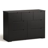 7 Drawer Dresser, Wide Chest of Drawers Nightstand Storage Tower Storage Wooden Dresser for Living Room, Bedroom, Hallway - Black
