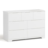 Aiho 7 Drawer Dresser, Wide Chest of Drawers Nightstand Storage Tower Storage Wooden Dresser for Living Room, Bedroom, Hallway - White