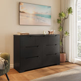 7 Drawer Dresser, Wide Chest of Drawers Nightstand Storage Tower Storage Wooden Dresser for Living Room, Bedroom, Hallway - Black
