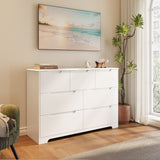 Aiho 7 Drawer Dresser, Wide Chest of Drawers Nightstand Storage Tower Storage Wooden Dresser for Living Room, Bedroom, Hallway - White