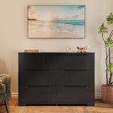 7 Drawer Dresser, Wide Chest of Drawers Nightstand Storage Tower Storage Wooden Dresser for Living Room, Bedroom, Hallway - Black