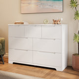 Aiho 7 Drawer Dresser, Wide Chest of Drawers Nightstand Storage Tower Storage Wooden Dresser for Living Room, Bedroom, Hallway - White