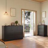 7 Drawer Dresser, Wide Chest of Drawers Nightstand Storage Tower Storage Wooden Dresser for Living Room, Bedroom, Hallway - Black