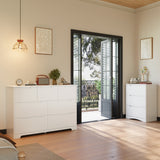 Aiho 7 Drawer Dresser, Wide Chest of Drawers Nightstand Storage Tower Storage Wooden Dresser for Living Room, Bedroom, Hallway - White