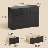 Asofer 7-Drawer Dresser, Chest of Drawers for Bedroom, Living Room, Large Storage, Black