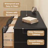 Asofer Bedroom furniture Sets, Includes 6 Drawer Dresser & 6 Drawer Dresser with Concealed Handle for Master Bedroom, Black