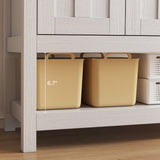 47" Console Table with Drawers, Wood Entryway Table Hallway Table with 2 Drawe, 4 Doors and Open Storage, Sofa Table for Living Room, Foyer and Corridor - White
