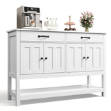 47" Console Table with Drawers, Wood Entryway Table Hallway Table with 2 Drawe, 4 Doors and Open Storage, Sofa Table for Living Room, Foyer and Corridor - White