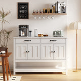 47" Console Table with Drawers, Wood Entryway Table Hallway Table with 2 Drawe, 4 Doors and Open Storage, Sofa Table for Living Room, Foyer and Corridor - White