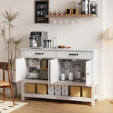 47" Console Table with Drawers, Wood Entryway Table Hallway Table with 2 Drawe, 4 Doors and Open Storage, Sofa Table for Living Room, Foyer and Corridor - White