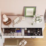 47" Console Table with Drawers, Wood Entryway Table Hallway Table with 2 Drawe, 4 Doors and Open Storage, Sofa Table for Living Room, Foyer and Corridor - White