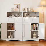 Asofer Bathroom Floor Storage Cabinet with 2 DIY Drawer & Door, Bathroom Cabinet Freestanding, White