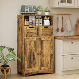 Small Pantry Cabinet, Asofer 42.5"H Storage Cabinet with 2 Drawers and Adjustable Shelves for Living Room, Kitchen, White