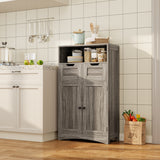 Small Pantry Cabinet, Asofer 42.5"H Storage Cabinet with 2 Drawers and Adjustable Shelves for Living Room, Kitchen, White