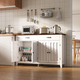 Asofer 55" Sideboard Buffet, 4-Door 2-Drawer with Adjustable Shelves, Retro