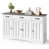 55.1"Kitchen Buffet Sideboard with 4 Door 3 Drawer, Coffee Bar Storage with Adjustable Shelves for Dining Room, Gray