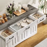 55" L Kitchen Storage Cabinet, Coffee Bar Cabinet with Adjustable Shelves & Doors & Drawers, Sideboard Buffet Cabinet for Kitchen, Dining Room - Gray