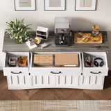 55" L Kitchen Storage Cabinet, Coffee Bar Cabinet with Adjustable Shelves & Doors & Drawers, Sideboard Buffet Cabinet for Kitchen, Dining Room - Gray