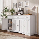55.1"Kitchen Buffet Sideboard with 4 Door 3 Drawer, Coffee Bar Storage with Adjustable Shelves for Dining Room, Gray