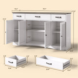 55.1"Kitchen Buffet Sideboard with 4 Door 3 Drawer, Coffee Bar Storage with Adjustable Shelves for Dining Room, Gray