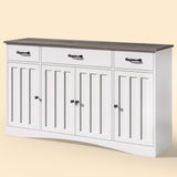 55.1"Kitchen Buffet Sideboard with 4 Door 3 Drawer, Coffee Bar Storage with Adjustable Shelves for Dining Room, Gray