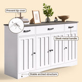 55.1"Kitchen Buffet Sideboard with 4 Door 3 Drawer, Coffee Bar Storage with Adjustable Shelves for Dining Room, Gray