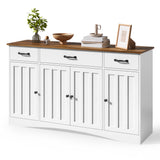 55.1"Kitchen Buffet Sideboard with 4 Door 3 Drawer, Coffee Bar Storage with Adjustable Shelves for Dining Room, Retro