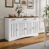 55" L Kitchen Storage Cabinet, Coffee Bar Cabinet with Adjustable Shelves & Doors & Drawers, Sideboard Buffet Cabinet for Kitchen, Dining Room - Brown