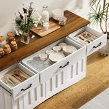 55" L Kitchen Storage Cabinet, Coffee Bar Cabinet with Adjustable Shelves & Doors & Drawers, Sideboard Buffet Cabinet for Kitchen, Dining Room - Brown