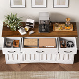 55" L Kitchen Storage Cabinet, Coffee Bar Cabinet with Adjustable Shelves & Doors & Drawers, Sideboard Buffet Cabinet for Kitchen, Dining Room - Brown