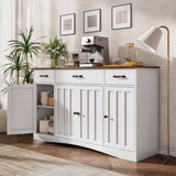 55" L Kitchen Storage Cabinet, Coffee Bar Cabinet with Adjustable Shelves & Doors & Drawers, Sideboard Buffet Cabinet for Kitchen, Dining Room - Brown