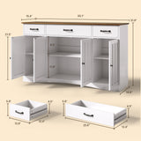 55.1"Kitchen Buffet Sideboard with 4 Door 3 Drawer, Coffee Bar Storage with Adjustable Shelves for Dining Room, Retro