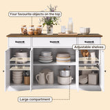 55" L Kitchen Storage Cabinet, Coffee Bar Cabinet with Adjustable Shelves & Doors & Drawers, Sideboard Buffet Cabinet for Kitchen, Dining Room - Brown