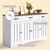 55" L Kitchen Storage Cabinet, Coffee Bar Cabinet with Adjustable Shelves & Doors & Drawers, Sideboard Buffet Cabinet for Kitchen, Dining Room - Brown