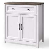 33.3"H Sideboard Buffet Cabinet, Coffee Bar Console Cabinet with Adjustable Shelf, 2 Doors, 1 Drawer, Gray/White