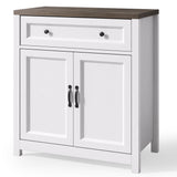 30" Kitchen Buffet Sideboard Cabinet, 1 Drawer and 2 Door Farmhouse Coffee Bar Storage Cabinet with Adjustable Shelf - Gray Desktop