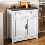 33.3"H Sideboard Buffet Cabinet, Coffee Bar Console Cabinet with Adjustable Shelf, 2 Doors, 1 Drawer, Gray/White